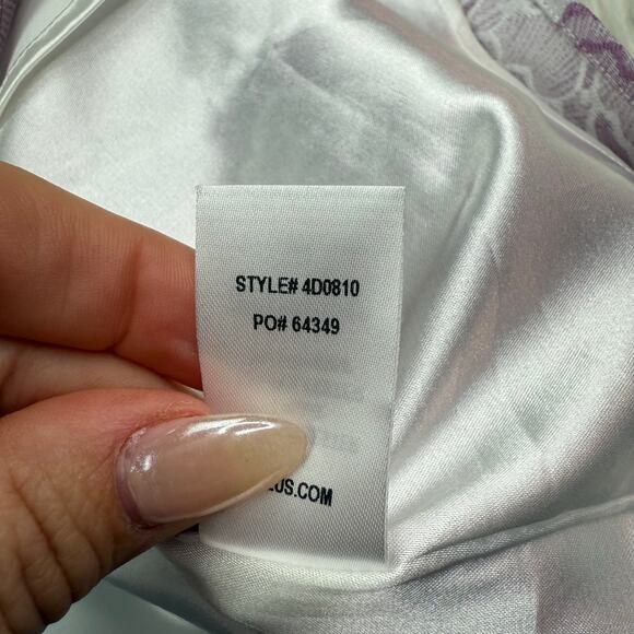 Lulus Cap Sleeve Floral Violet Brocade Mini Cocktail Dress Size M NWT - Picture 11 of 12